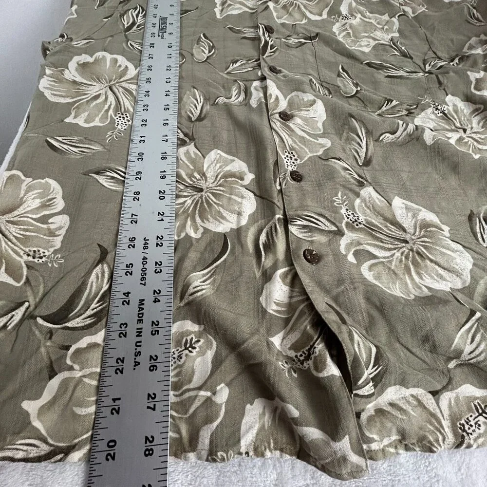 Hawaiian Reserve Collection Men's Hawaiian Shirt Silk Floral Green Size Medium